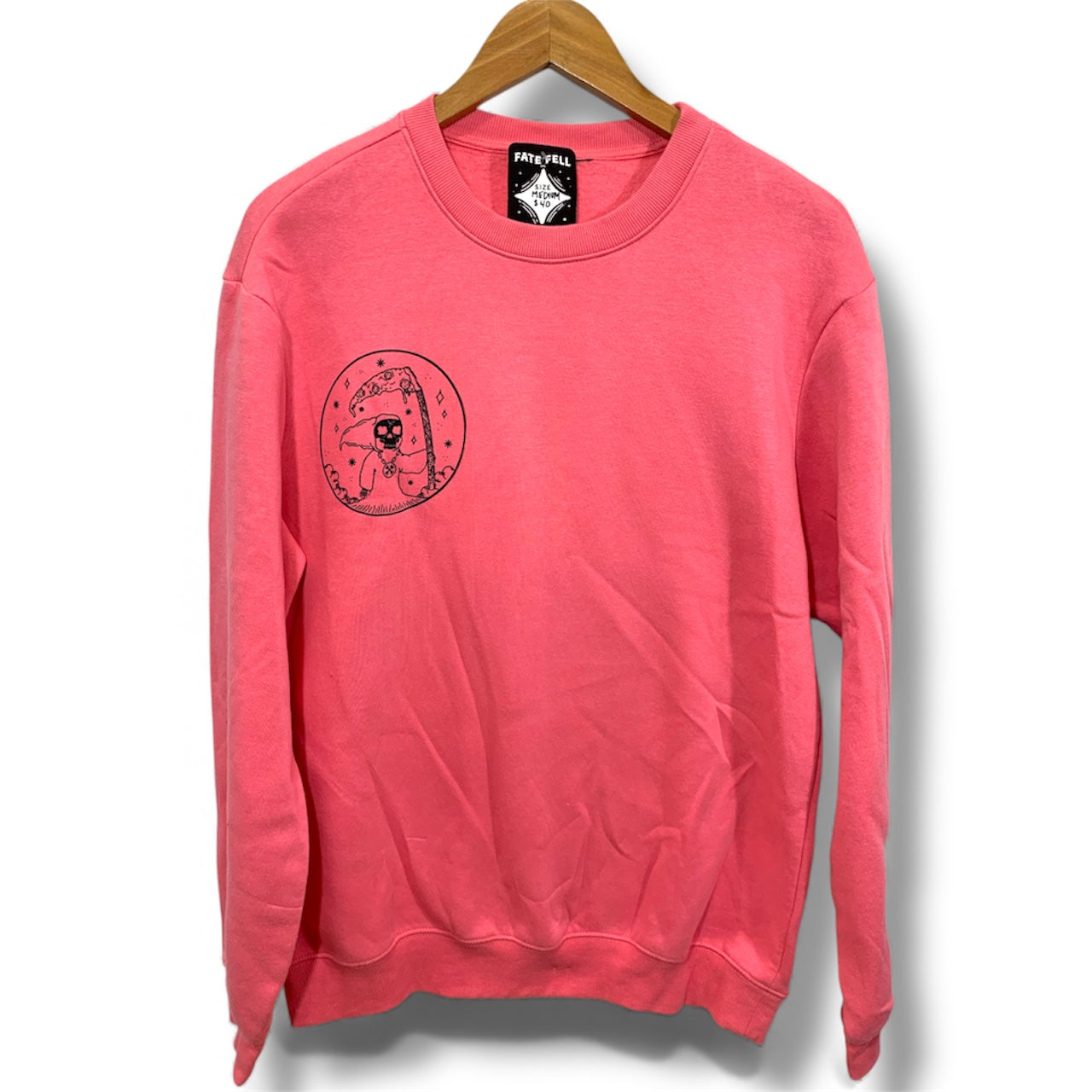 Pizza Reaper Unisex Medium Pink Crewneck