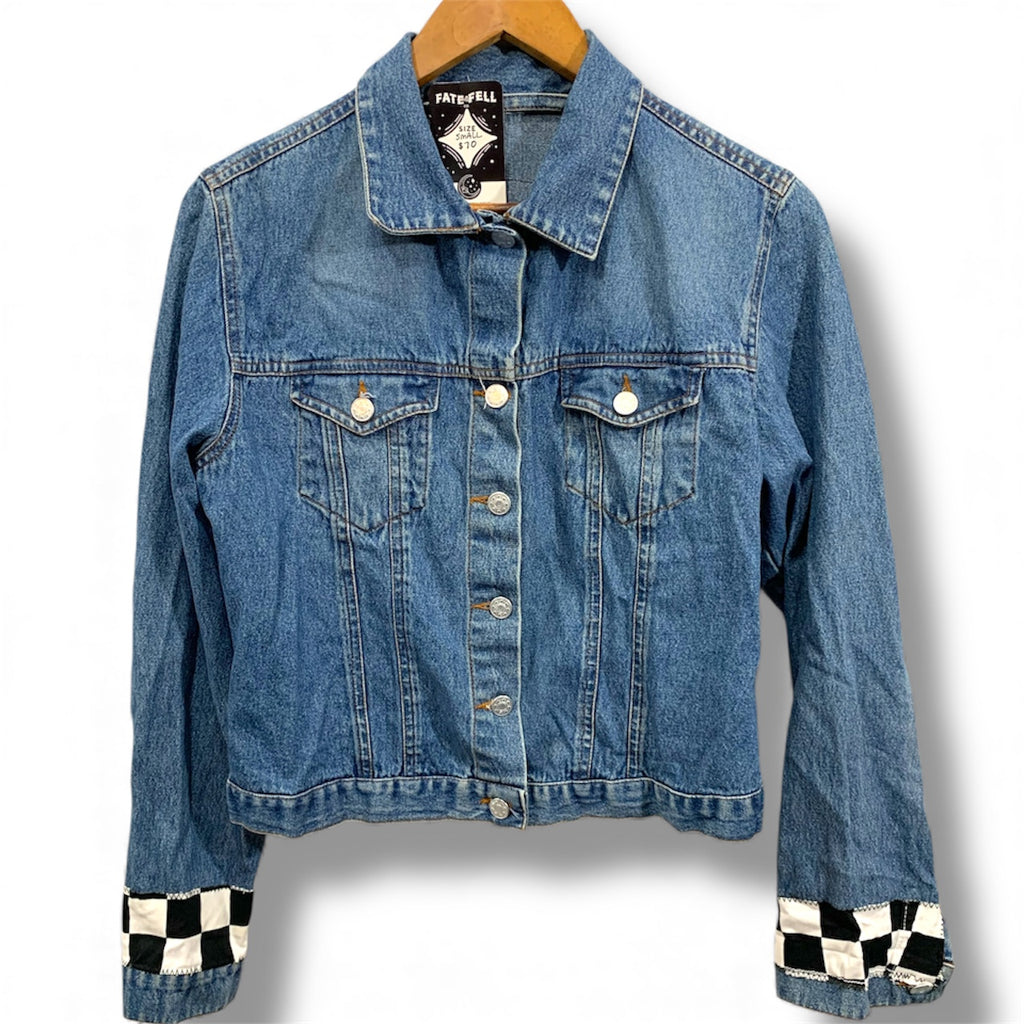 Disney Nightmare Before Christmas Jack Skellington Cropped Denim Jacket