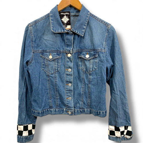 Disney Nightmare Before Christmas Jack Skellington Cropped Denim Jacket