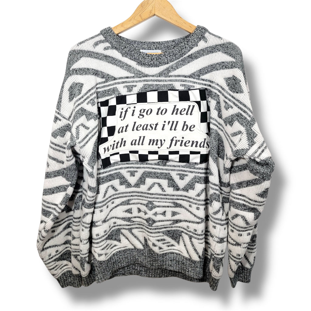 ‘Friends in Hell’ Vintage Knit Sweater XL