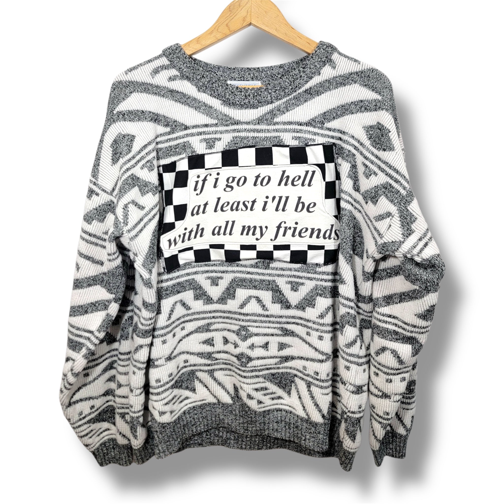 ‘Friends in Hell’ Vintage Knit Sweater XL