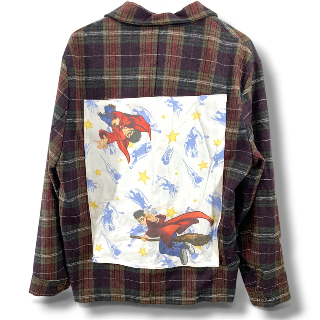 Vintage Harry Potter Quidditch Snitch Flannel Blazer Large