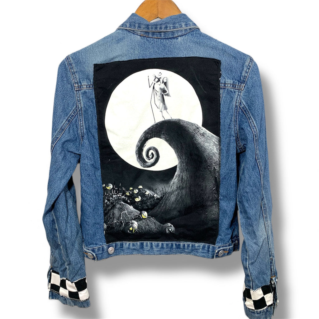 Disney Nightmare Before Christmas Jack Skellington Cropped Denim Jacket