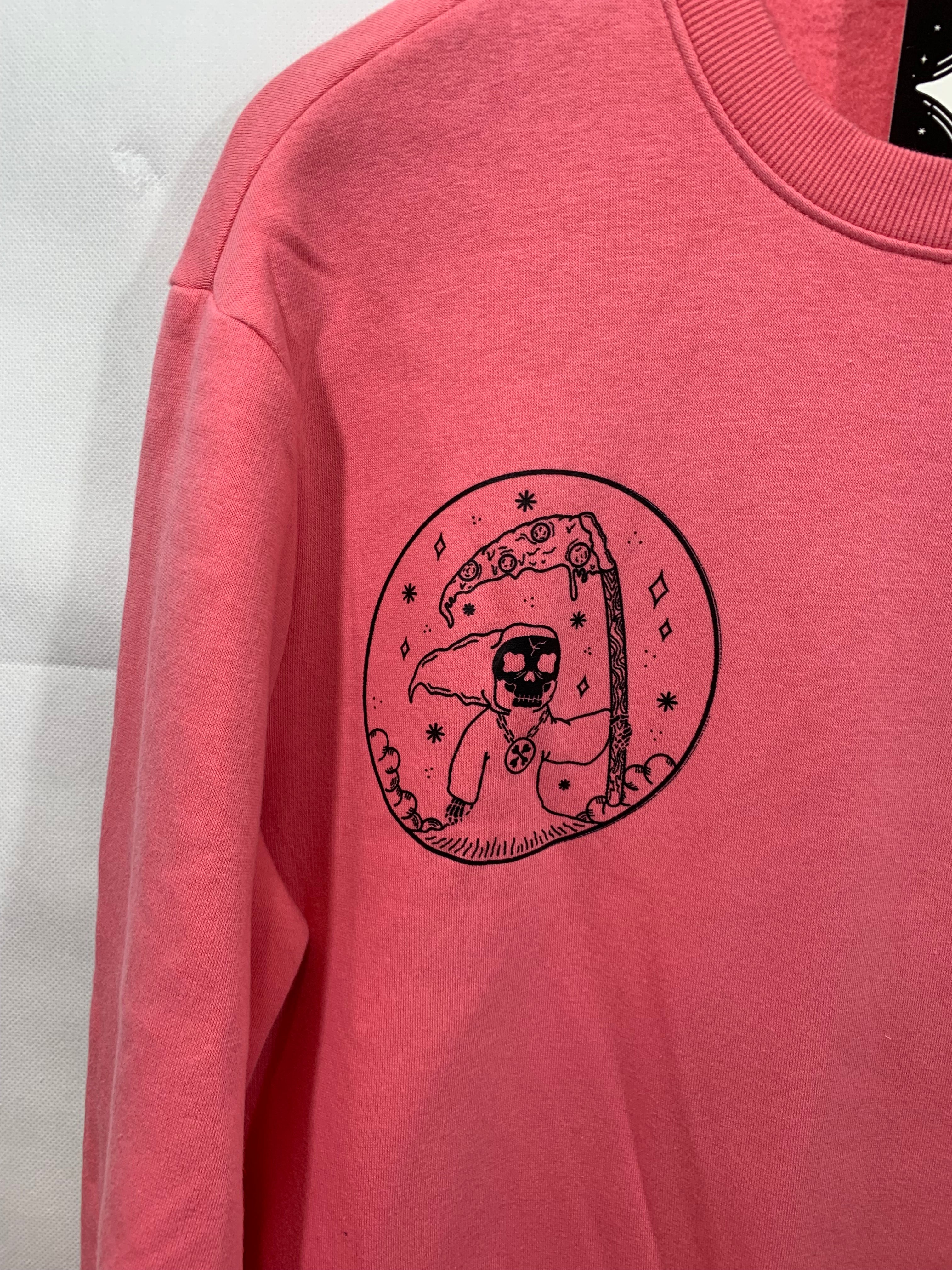 Pizza Reaper Unisex Medium Pink Crewneck
