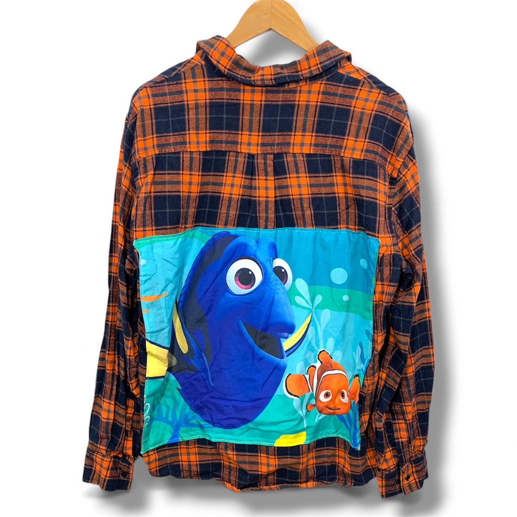 Finding Nemo Orange Blue Flannel Unisex Large Disney Pixar