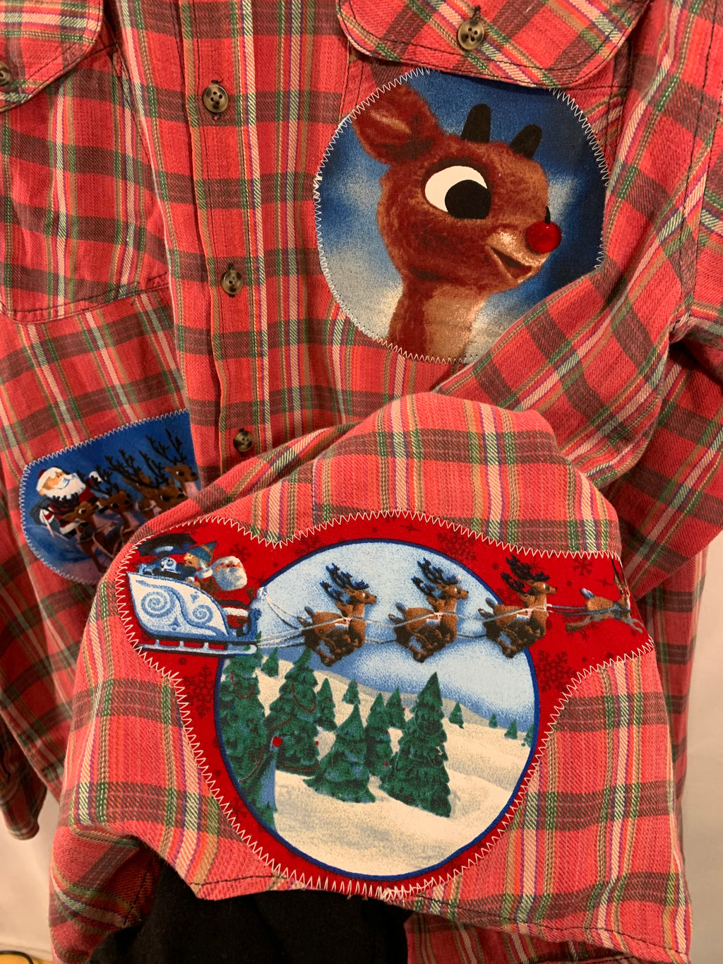 Rudolph Reindeer Large 100% Cotton Holiday Flannel