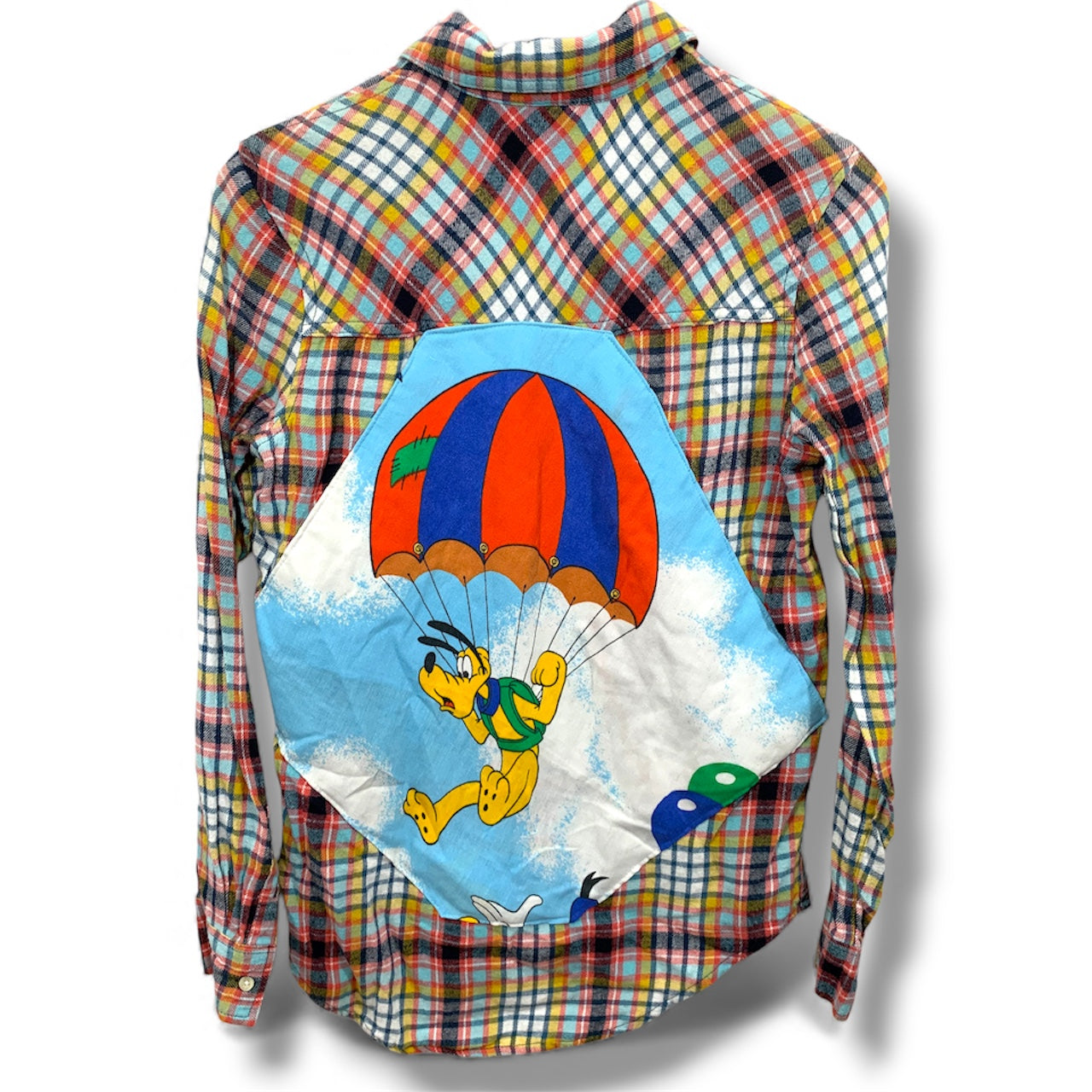 Vintage 80s Disney Mickey and Friends Pluto Hot Air Balloon Flannel Shirt Women’s Small