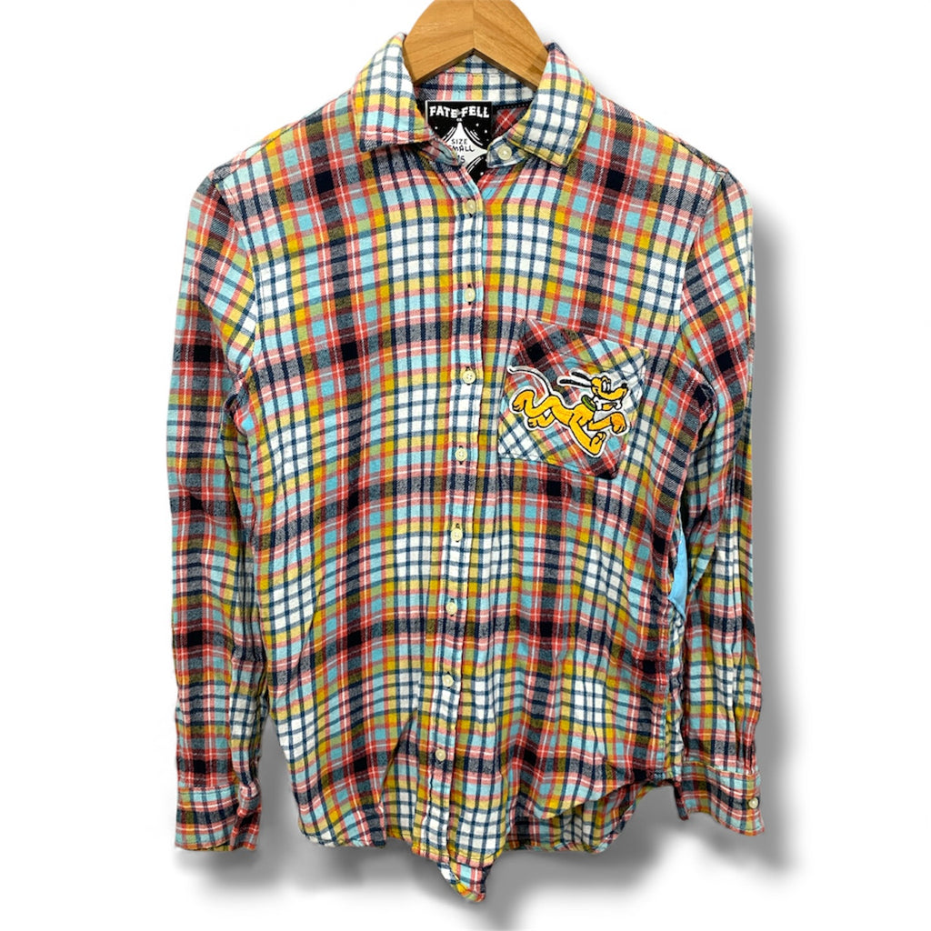 Vintage 80s Disney Mickey and Friends Pluto Hot Air Balloon Flannel Shirt Women’s Small