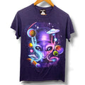 Purple Alien Galaxy UFO Cotton Shirt Unisex Small
